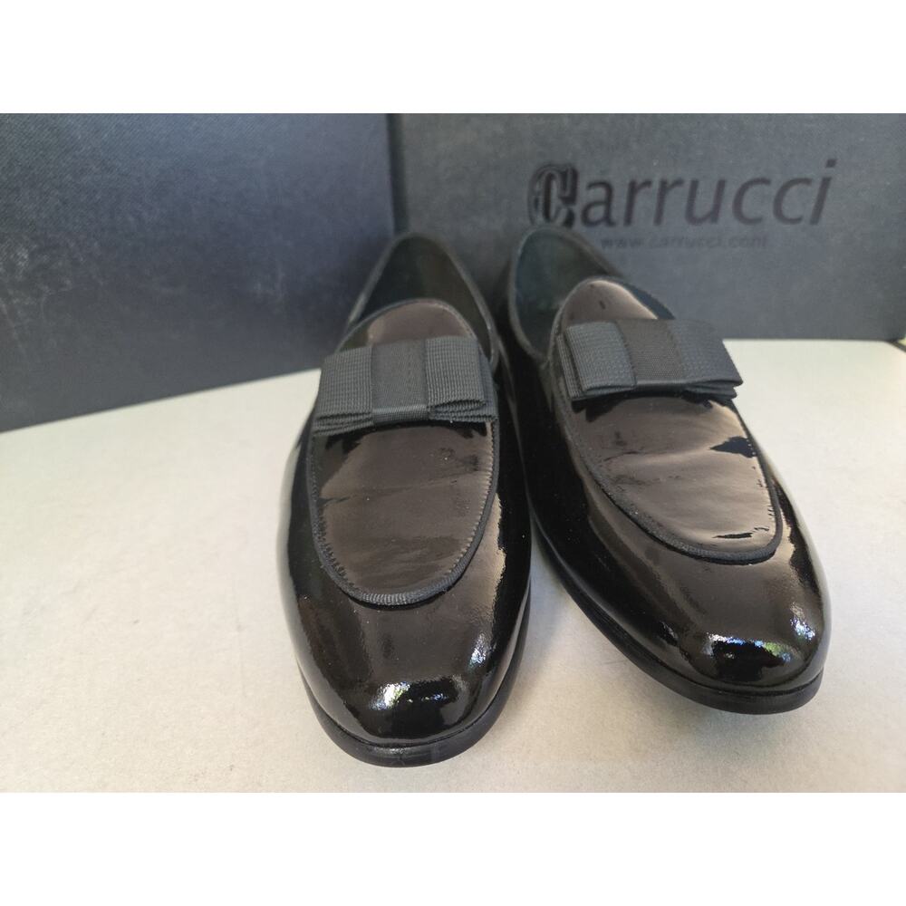 Carrucci Black Patent Leather Shoes With Bowtieus Loafers 10.5D - Picture 3 of 7